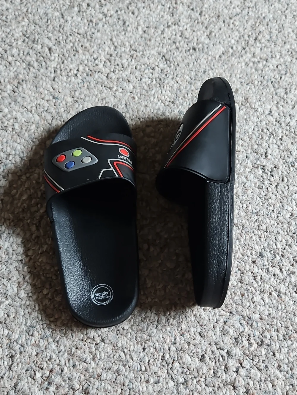 wonder nation Black Logo Slide Sandal.